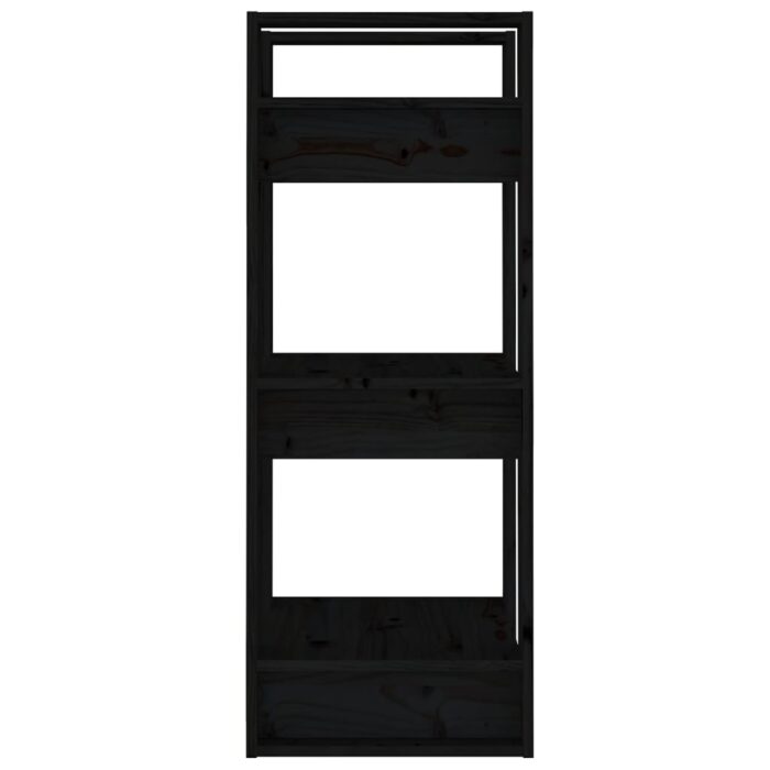 Bibliothèque/Séparateur de pièce Noir 41x35x91 cm Pin solide – Image 5