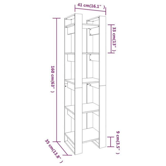 Bibliothèque/Séparateur de pièce Blanc 41x35x160 cm Pin massif – Image 6