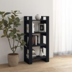 Bibliothèque/Séparateur de pièce Noir 60x35x125 cm Bois massif – Image 2