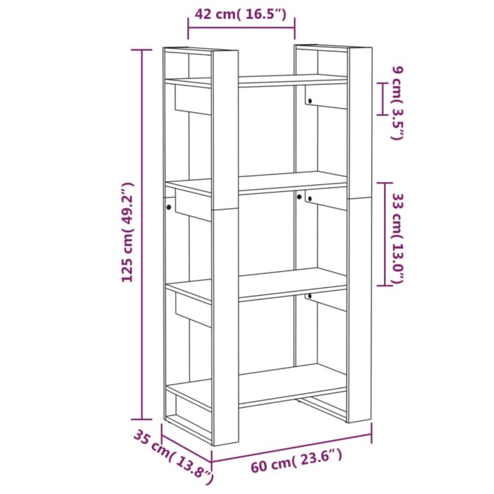 VXL8720286905265_g_en_hd_6.jpg Bibliothèque/Séparateur de pièce Noir 60x35x125 cm Bois massif – Image 6