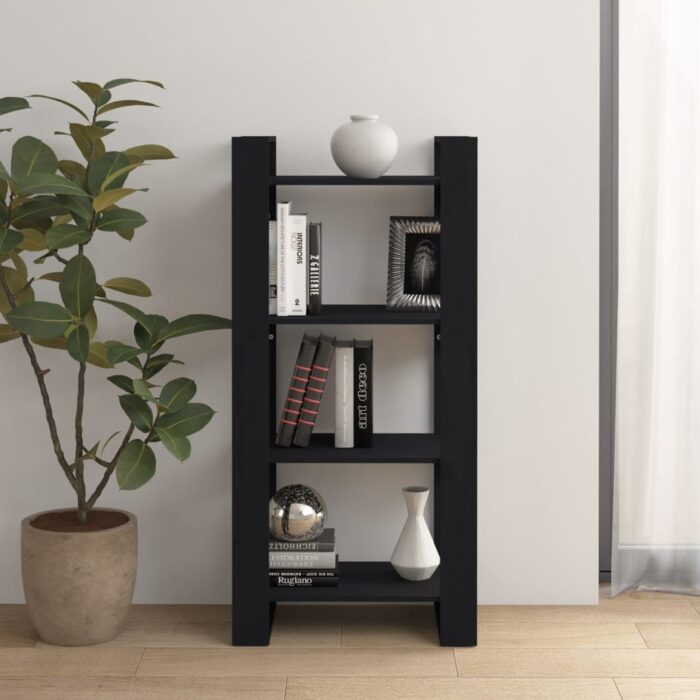 VXL8720286905265_m_en_hd_1.jpg Bibliothèque/Séparateur de pièce Noir 60x35x125 cm Bois massif – Image 1