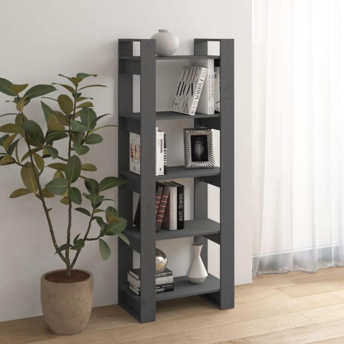 Bibliothèque/Séparateur de pièce Gris 60x35x160 cm Bois massif – Image 2
