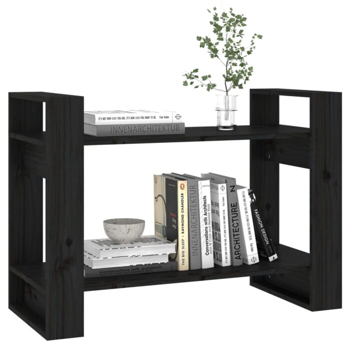 Bibliothèque/Séparateur de pièce Noir 80x35x56,5 cm Pin massif – Image 2