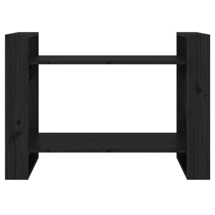 Bibliothèque/Séparateur de pièce Noir 80x35x56,5 cm Pin massif – Image 3