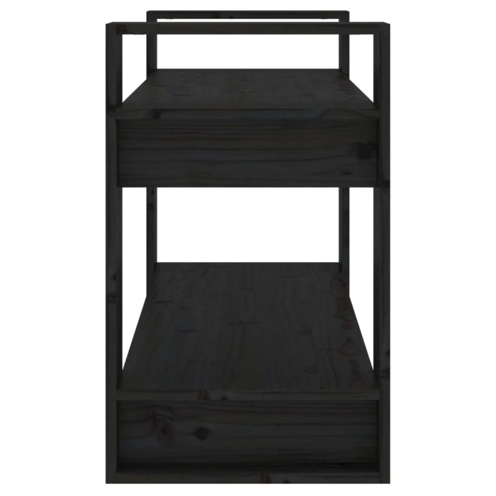 Bibliothèque/Séparateur de pièce Noir 80x35x56,5 cm Pin massif – Image 4
