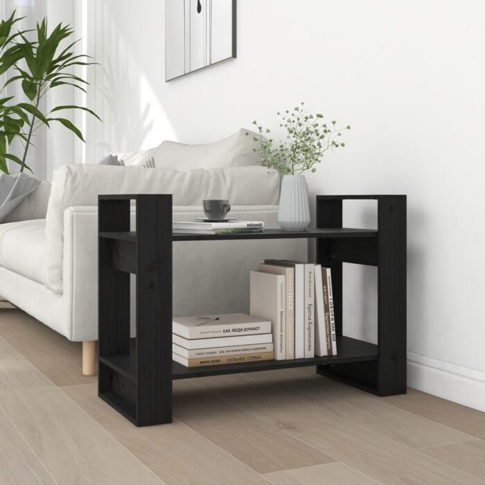 Bibliothèque/Séparateur de pièce Noir 80x35x56,5 cm Pin massif – Image 1