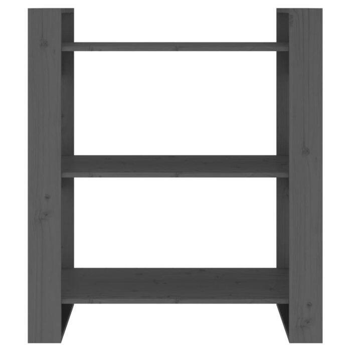 Bibliothèque/Séparateur de pièce Gris 80x35x91 cm Pin solide – Image 4