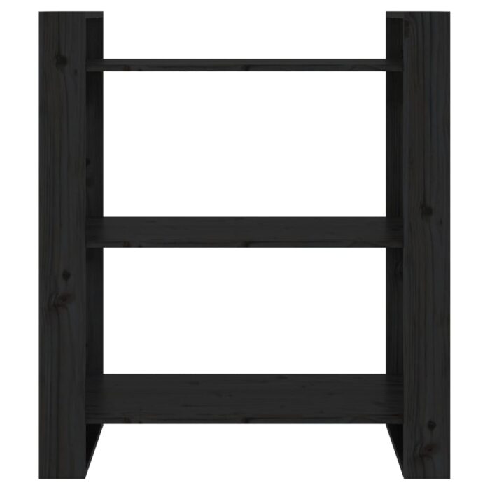 Bibliothèque/Séparateur de pièce Noir 80x35x91 cm Pin solide – Image 4