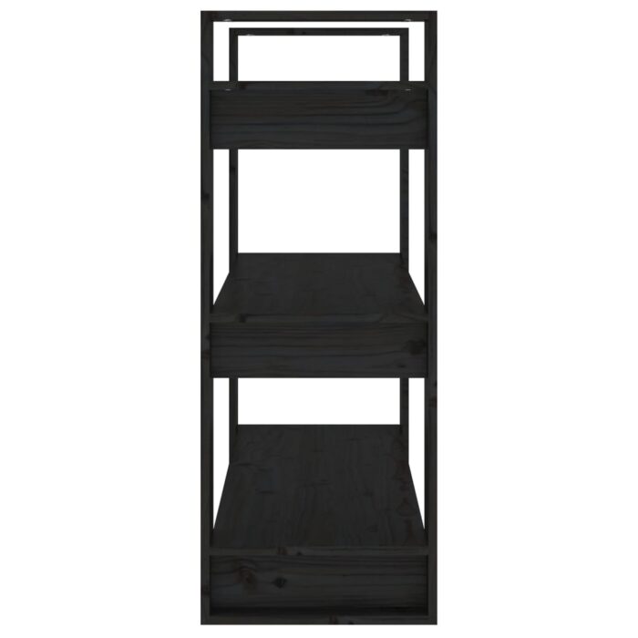 Bibliothèque/Séparateur de pièce Noir 80x35x91 cm Pin solide – Image 5