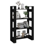 Bibliothèque/Séparateur de pièce Noir 80x35x125 cm Pin massif – Image 2