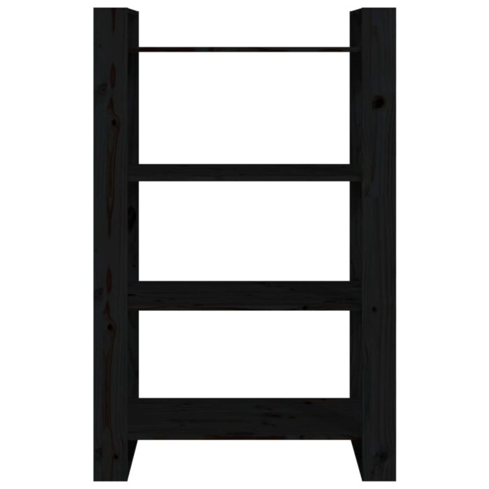 Bibliothèque/Séparateur de pièce Noir 80x35x125 cm Pin massif – Image 3