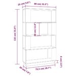 Bibliothèque/Séparateur de pièce Gris 80x25x132 cm Pin massif – Image 6