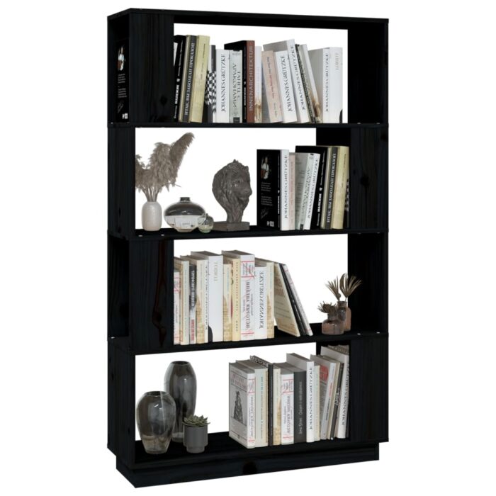 Bibliothèque/Séparateur de pièce Noir 80x25x132 cm Pin massif – Image 2