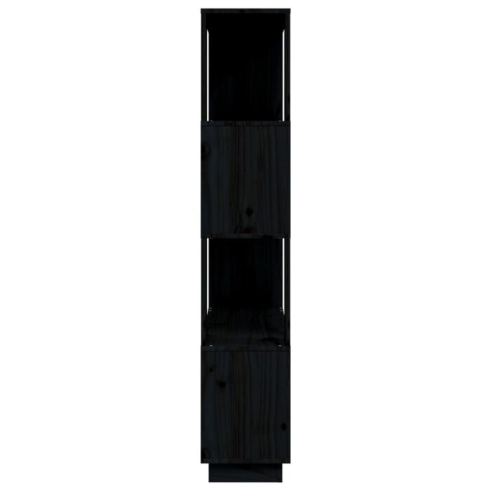 Bibliothèque/Séparateur de pièce Noir 80x25x132 cm Pin massif – Image 5