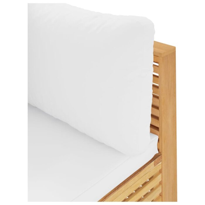 Canapé d'angle de jardin et coussins crème Bois de teck massif – Image 3
