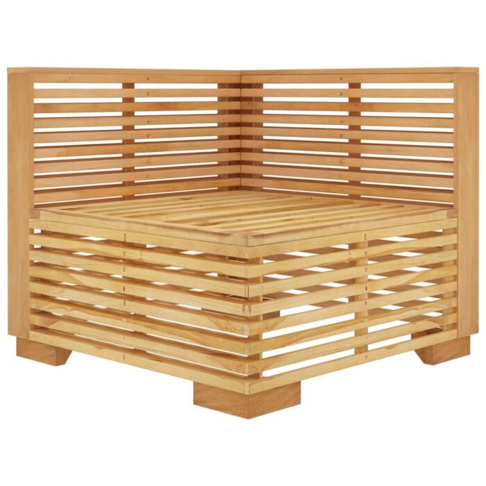 Canapé d'angle de jardin coussins Gris foncé Bois teck massif – Image 4