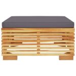 Repose-pied de jardin et coussin Gris foncé Bois de teck massif – Image 2