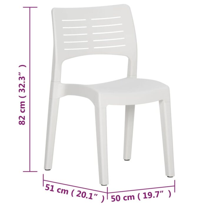Chaises de jardin lot de 2 Blanc Polypropylène – Image 8