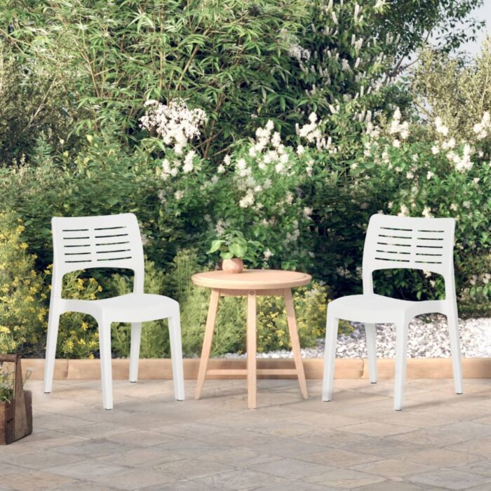 Chaises de jardin lot de 2 Blanc Polypropylène – Image 1