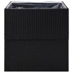 Jardinière Noir 80x80x80 cm Résine tressée – Image 2