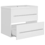 Armoire d'évier avec lavabo intégré Blanc Aggloméré – Image 3