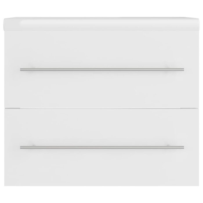 Armoire d'évier avec lavabo intégré Blanc Aggloméré – Image 4