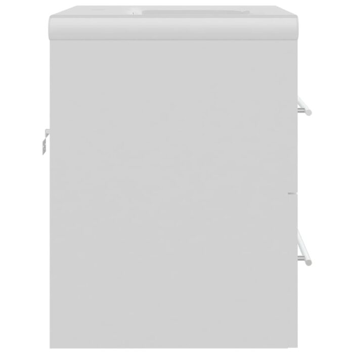Armoire d'évier avec lavabo intégré Blanc Aggloméré – Image 5
