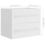 Armoire d'évier avec lavabo intégré Blanc Aggloméré – Image 8