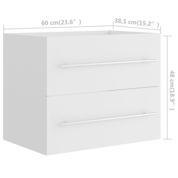 Armoire d'évier avec lavabo intégré Blanc Aggloméré – Image 8