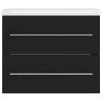 Armoire d'évier avec lavabo intégré Noir Aggloméré – Image 4