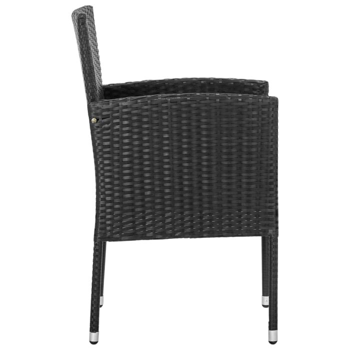 Chaises de jardin coussins noir lot de 4 noir résine tressée – Image 3