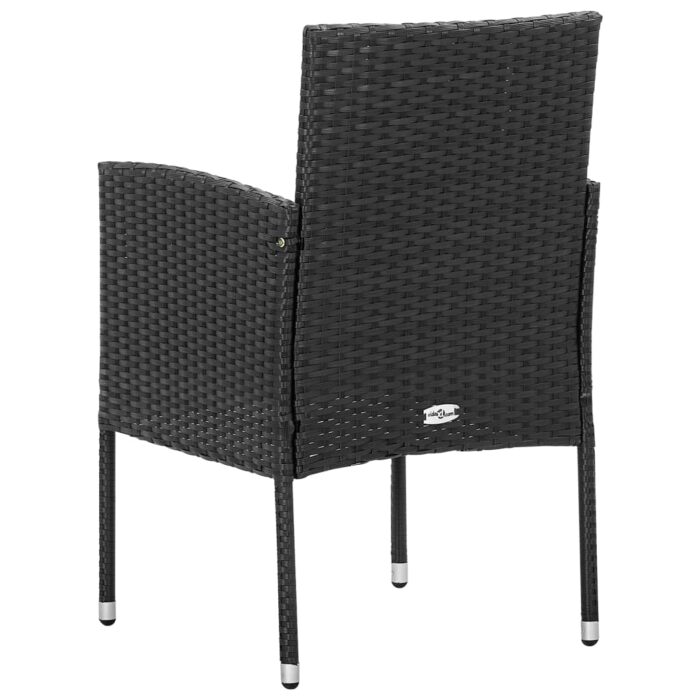 Chaises de jardin coussins noir lot de 4 noir résine tressée – Image 4