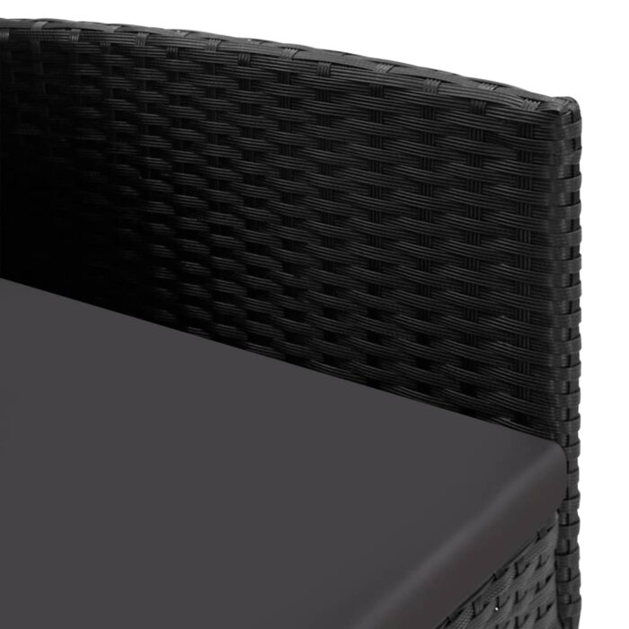 Chaises de jardin coussins noir lot de 4 noir résine tressée – Image 5