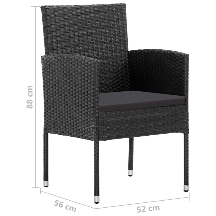 Chaises de jardin coussins noir lot de 4 noir résine tressée – Image 6