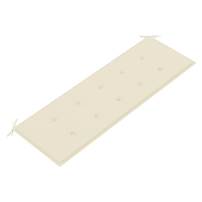 Banc Batavia avec coussin crème 150 cm Bois de teck massif – Image 3