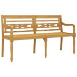 Banc Batavia avec coussin rouge 150 cm Bois de teck massif – Image 2