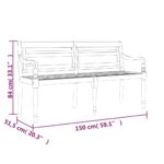 Banc Batavia avec coussin anthracite 150 cm Bois de teck massif – Image 6