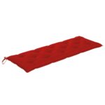 Banc Batavia avec coussin rouge 150 cm Bois de teck massif – Image 3