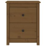 Tables de chevet 2pcs Marron miel 50x35x61,5 cm Bois pin massif – Image 2