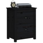 Tables de chevet 2 pcs Noir 50x35x61,5 cm Bois de pin massif – Image 7