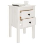 Tables de chevet 2 pcs Blanc 40x35x61,5 cm Bois de pin massif – Image 2