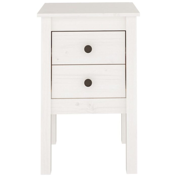 Tables de chevet 2 pcs Blanc 40x35x61,5 cm Bois de pin massif – Image 4