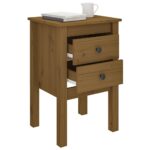 Table de chevet Marron miel 40x35x61,5 cm Bois de pin solide – Image 2