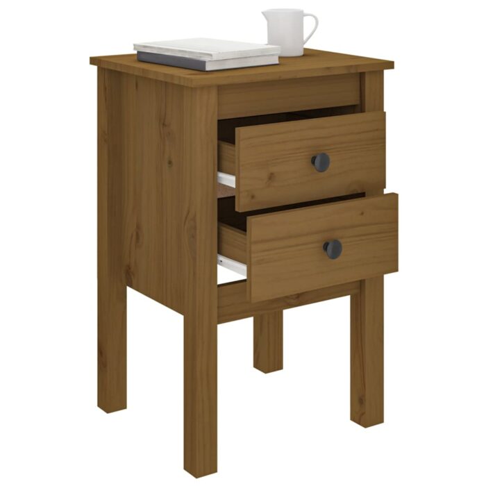 Table de chevet Marron miel 40x35x61,5 cm Bois de pin solide – Image 2