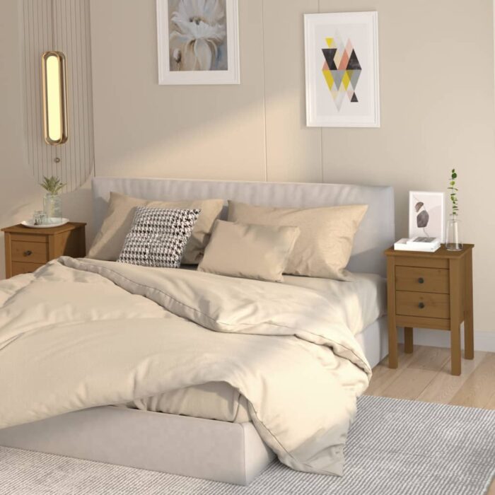 Tables de chevet 2 pcs Marron miel 40x35x61,5 cm Pin solide – Image 1