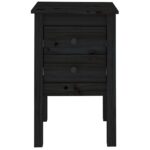 Tables de chevet 2 pcs Noir 40x35x61,5 cm Bois de pin massif – Image 4