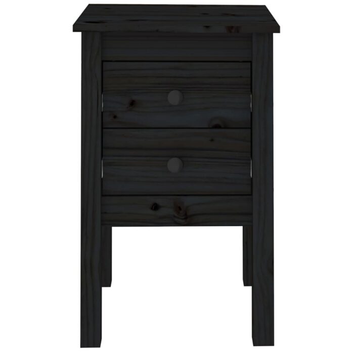 Tables de chevet 2 pcs Noir 40x35x61,5 cm Bois de pin massif – Image 4