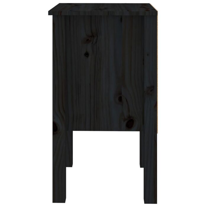 Tables de chevet 2 pcs Noir 40x35x61,5 cm Bois de pin massif – Image 5