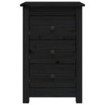 Tables de chevet 2 pcs Noir 40x35x61,5 cm Bois de pin massif – Image 2