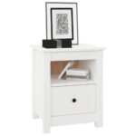 Tables de chevet 2 pcs Blanc 40x35x49 cm Bois de pin massif – Image 2